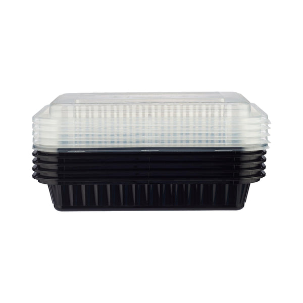 Meal Prep. Black Base Rectangular Heavy Duty Container With Lids 150 sets 24 oz
