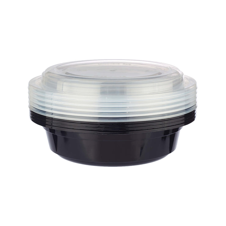 Meal Prep. Black Base Round Heavy Duty Container With Lids 150 Pack (300  Pieces) 48 oz