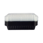 Meal Prep. Black Base Rectangular Heavy Duty Container With Lids 150 Packs (300 Pieces) 38 oz